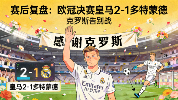 赛后复盘：欧冠决赛皇马2-1多特蒙德，克罗斯告别战